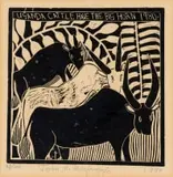 John Muafangejo, Uganda Cattle Have the Big Horn, 1980, linocut on paper