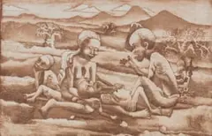 Robino Ntila, Hunger Situation in East Africa, 1980, etching on paper