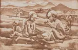 Robino Ntila, Hunger Situation in East Africa, 1980, etching on paper