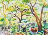 Nichola Alice Leigh, Nguni Cattle at Cumberland, 2011, watercolour on paper