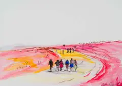 Nelson Makamo, Walking Figures, 2020, watercolour and ink on paper