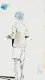 Nelson Makamo, Boy with Blue Hair, 2012, pen and ink on paper