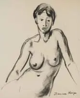 Seated Nude by François Krige, charcoal on paper, sold Nov 2025