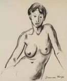 François Krige, Seated Nude, charcoal on paper