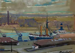 Sydney Carter, Boats in a Harbour Scene, watercolour on paper