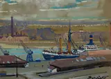 Sydney Carter, Boats in a Harbour Scene, watercolour on paper
