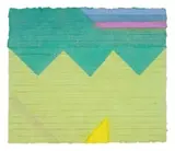 Lynda Ballen, Geometric Composition in Yellow, Green and Blue, paper pulp and pigment, in a Perspex box