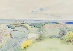 Rain Battiss, Coastal Landscape, watercolour on paper