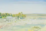 Gerhard Batha, Extensive Landscape, gouache on paper