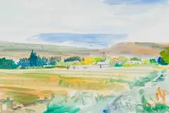 Gerhard Batha, New (sic) Bethesda Farm, watercolour and gouache on paper