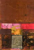 Peter Webber, Abstract in Red and Brown, 1985, mixed media on paper