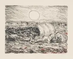 David Koloane, Untitled (Moonlit Landscape), 1994, two colour lithograph on paper