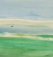 Nico Verboom, Abstract Landscape in Blue and Green, 1975, watercolour on paper