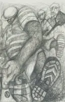 Solomon Siko, A Group of Men, 1992, pencil on paper