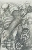 Solomon Siko, A Group of Men, 1992, pencil on paper