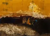 Peter Webber, Brown and Ochre Abstract, mixed media on board