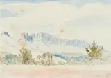 Near Golden Gate by Jacobus Hendrik Pierneef, watercolour on paper, sold Aug 2025