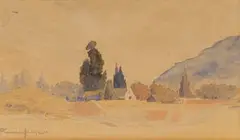 Jacobus Hendrik Pierneef, Farmhouse with Trees, 1920, watercolour on paper