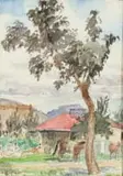 Erich Mayer, Farm House, watercolour on paper