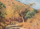 Willem Hermanus Coetzer, Landscape with Walking Figures