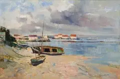 Errol Boyley, West Coast Harbour, oil on board