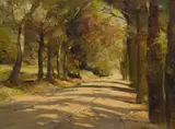 Errol Boyley, Pathway with Trees, oil on board