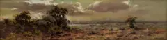 Otto Klar, Landscape with Trees, oil on board
