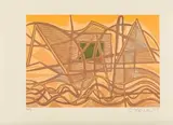 Cecil Skotnes, River with Boats, from Man's Gold portfolio, 1977, colour woodcut on paper