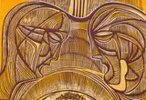 Cecil Skotnes, Two Heads in Profile, from Man's Gold portfolio, 1978, colour woodcut on paper