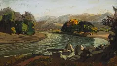Nils Andersen, Umdlatuzi River II, oil on wood panel