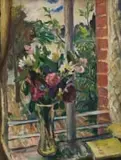 Maud Sumner, Still Life with Flowers and a Book, 1943, oil on canvas