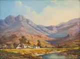 Gabriel de Jongh, Mountain Landscape with Cottages, oil on canvas
