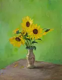 Walter Meyer, Sunflowers in a Vase, 2000, oil on canvas