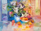 Margaret Gradwell, Still Life with Lilies and Oranges, 2002, oil on canvas