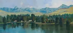 Anton Benzon, Lake Naverone Drakensberg, oil on canvas