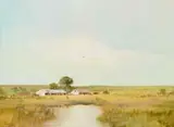 Mel Brigg, Farm Landscape, oil on canvas laid down on board
