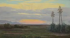 Vera Volschenk, Landscape with Aloes and Distant Mountains, 1935, oil on board