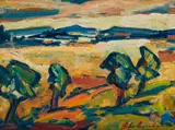 Stefan Ampenberger, Trees in Landscape, oil on board