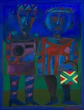 Jan Vermeiren, Two Figures, oil on canvas