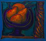 Jan Vermeiren, Purple Bowl with Pears, oil on canvas