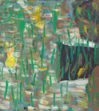 Wendy Vincent, Untitled (Abstract in Green and Yellow), oil and collage on canvas