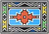 Esther Mahlangu, Untitled (Ndebele Pattern with Orange Centre), 2015, acrylic on canvas