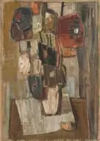 Barbara Grace Burry, Abstract Vase of Flowers, oil on board