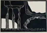 Walter Battiss, Waterfalls, linocut on rice paper