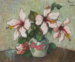 Conrad Theys, Hibiscuses in a Vase, 2000, pastel on paper
