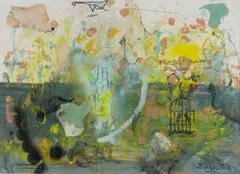 Bastiaan van Stenis, Pool of Caged Delights, 2016, mixed media on card