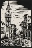 Gregoire Boonzaier, Mosque, District Six, linocut on paper