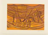 Cecil Skotnes, Ships, from Man's Gold portfolio, 1978, colour woodcut on paper