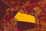 Cecil Skotnes, Miners Underground, from Man's Gold portfolio, 1978, colour woodcut on paper