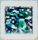 Hannatjie van der Wat, Untitled (Abstract in Blue and Green), 1993, monotype on paper